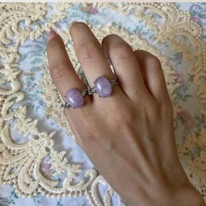 2 kunzite stone ring bundle
